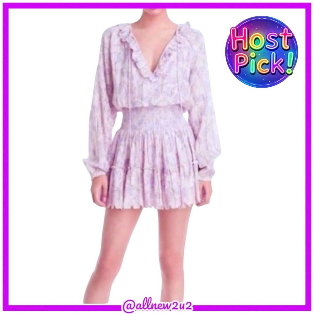 House of Harlow 1960 Paisley Smocked Mini Dress Size M Ruffle